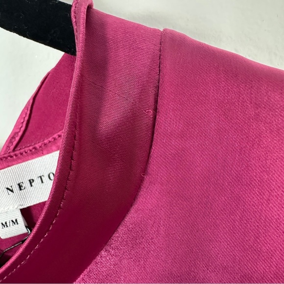 Melissa Nepton | Hot Pink Satin Sleeveless Blouse | Padded Shoulders | Size M - Picture 5 of 10